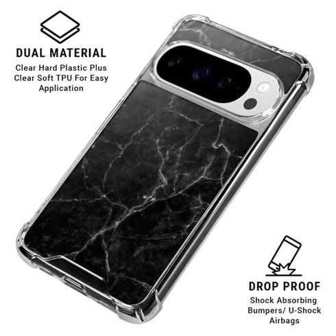 Black Marble Google Pixel 10 Pro XL Clear Case